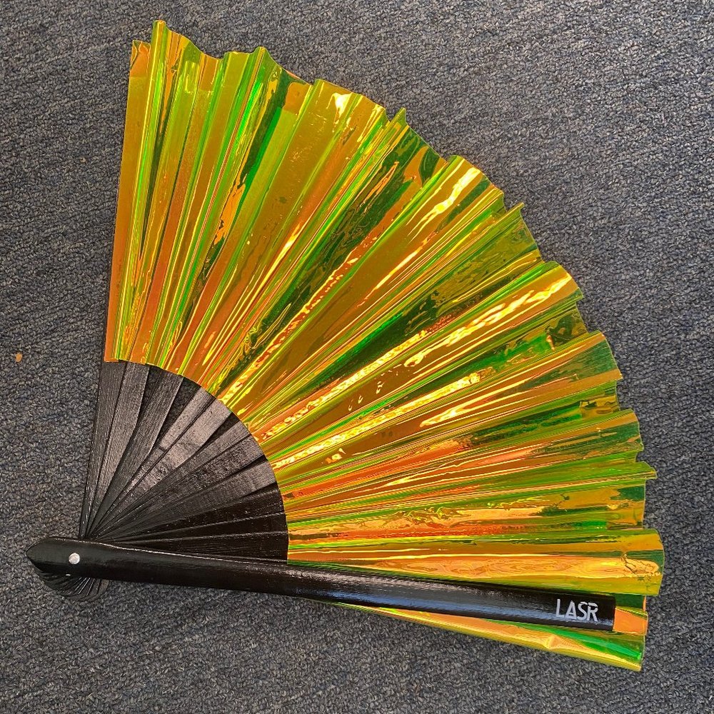 PRE-LOVED LASR - Acid Drip Iridescent Fluid Rave Fan- MISC012